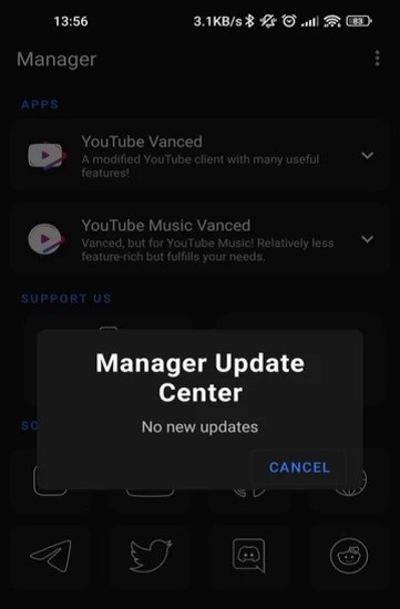 vanced manager update center